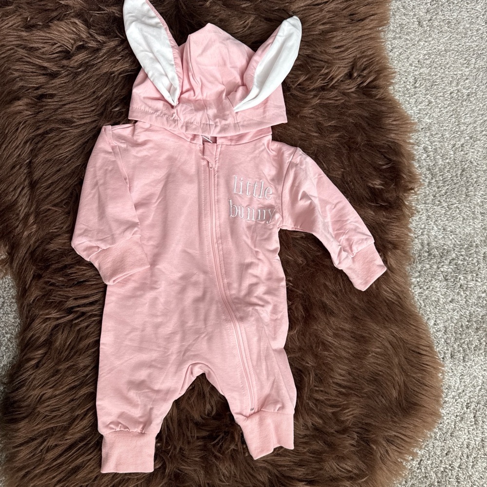 Pink Bunny Hooded Kids One Piece